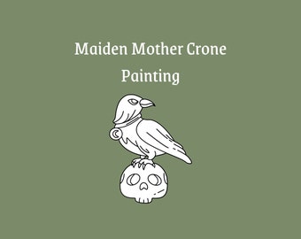 Maiden Mother Crone Acrylic Painting on 6x6 Stretched Canvas - Unique Triple Goddess Artwork