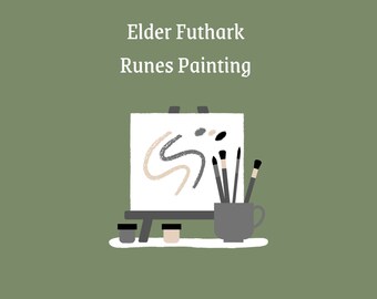 Elder Futhark Runes Painting, 6x6 Stretched Canvas, Acrylic Art, Norse Symbolic Artwork
