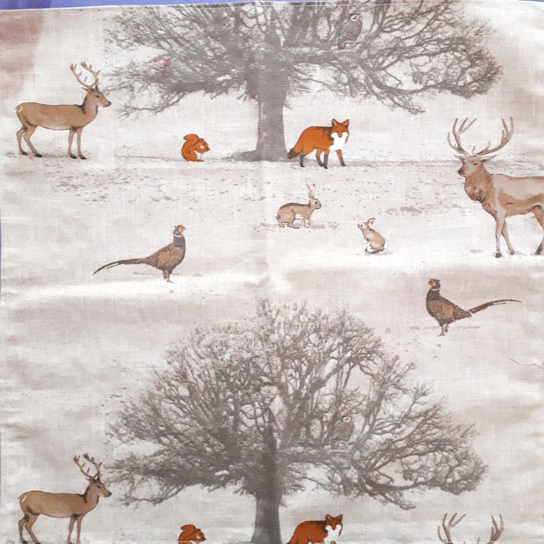 Linen animal cloth napkins, Set of 4, Cloth towels, Forest animals, Reusable Napkins, Fox napkins, Forest Animal Table Decor image 7