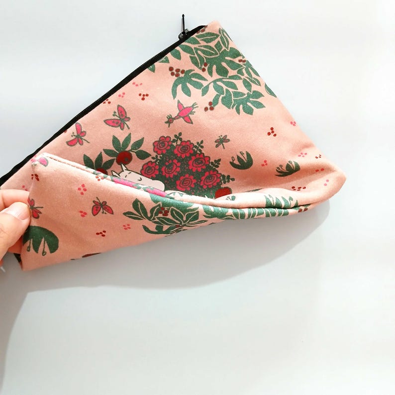 Moomin Zipper Pouch: Handmade Cotton Finnish Purse, Anime Organizer image 6