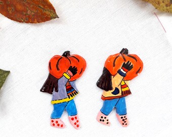 Original pumpkin magnets, Handmade Halloween magnets, Ceramic fridge magnets, Quirky kitchen decor, Spooky charms, Pumpkin clay decor