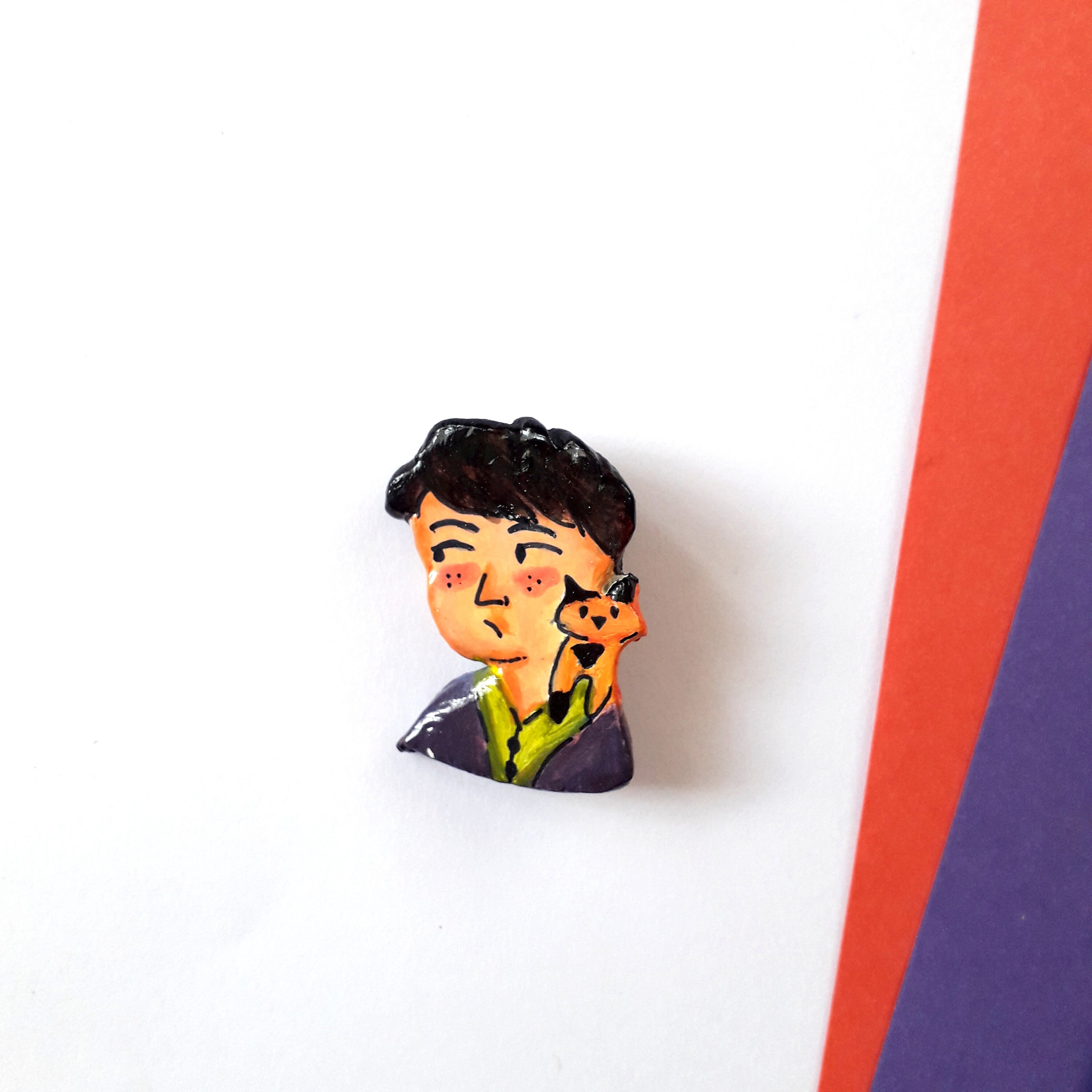 Original Ceramic Brooches, Handmade Acrylic Pins, Quirky Brooches