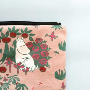 Moomin Zipper Pouch: Handmade Cotton Finnish Purse, Anime Organizer image 3