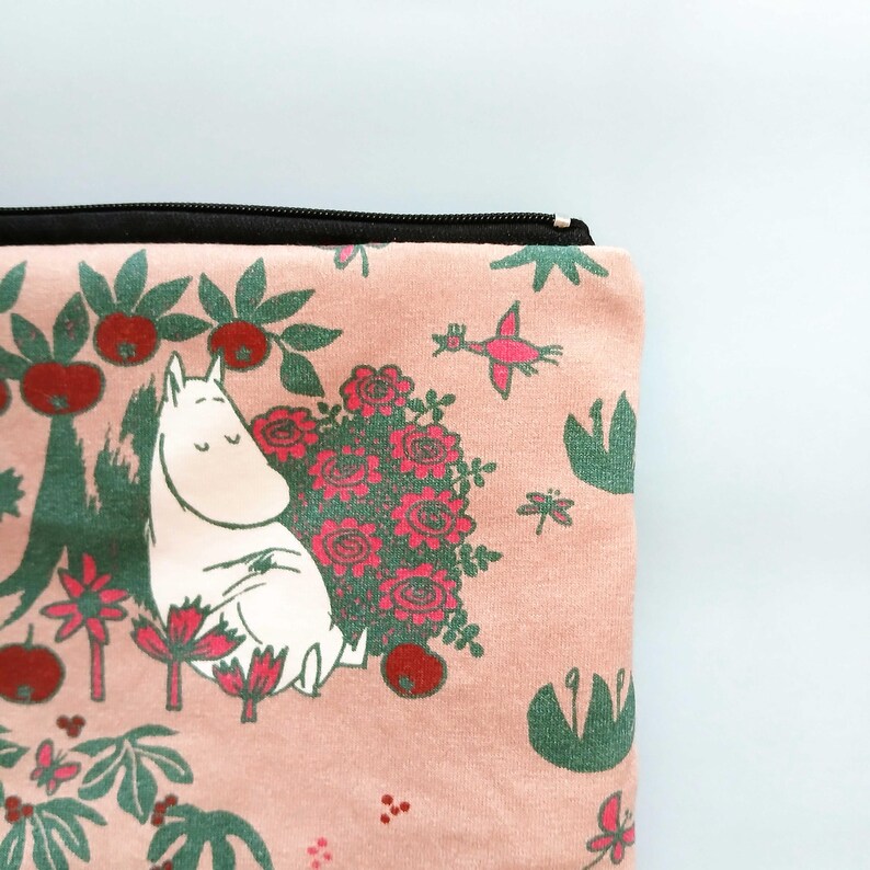 Moomin Zipper Pouch: Handmade Cotton Finnish Purse, Anime Organizer image 3