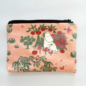Moomin Zipper Pouch: Handmade Cotton Finnish Purse, Anime Organizer image 1