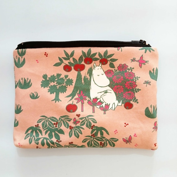 Moomin Zipper Pouch: Handmade Cotton Finnish Purse, Anime Organizer