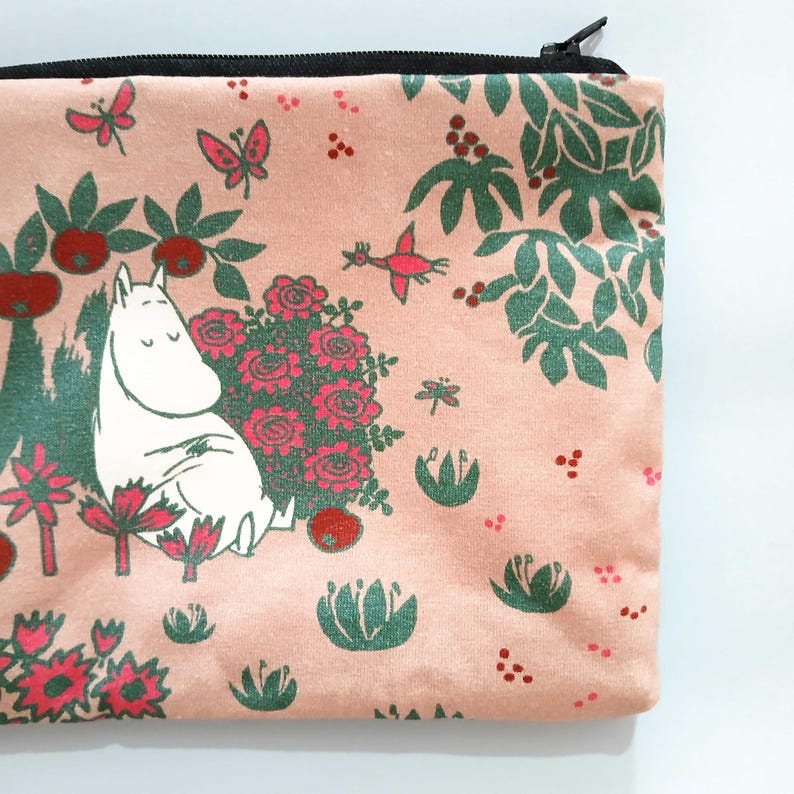 Moomin Zipper Pouch: Handmade Cotton Finnish Purse, Anime Organizer image 4