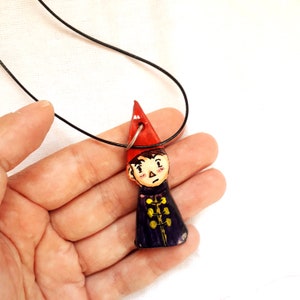 Adorable Halloween necklace, Quirky clay pendant, Cute character necklace, Small Halloween necklace, Ceramic spooky pendant image 4