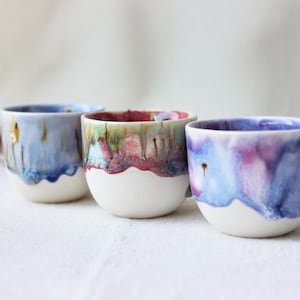 Handmade drippy espresso cup set of three