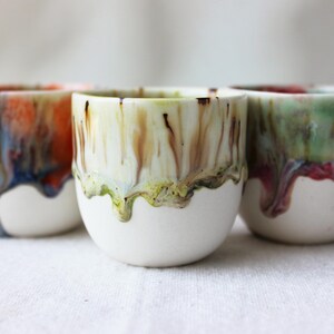 Handmade drippy espresso cup set of three