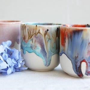 Handmade drippy espresso / coffee cup set of three