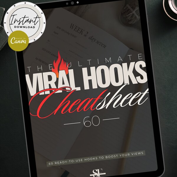 60 VIRAL Hooks, Ultimate Cheat sheet, Hooks, Captions, CTAs, Story Ideas, How To Go Viral, Content Guide, Hooks Guide, Viewer Engagement