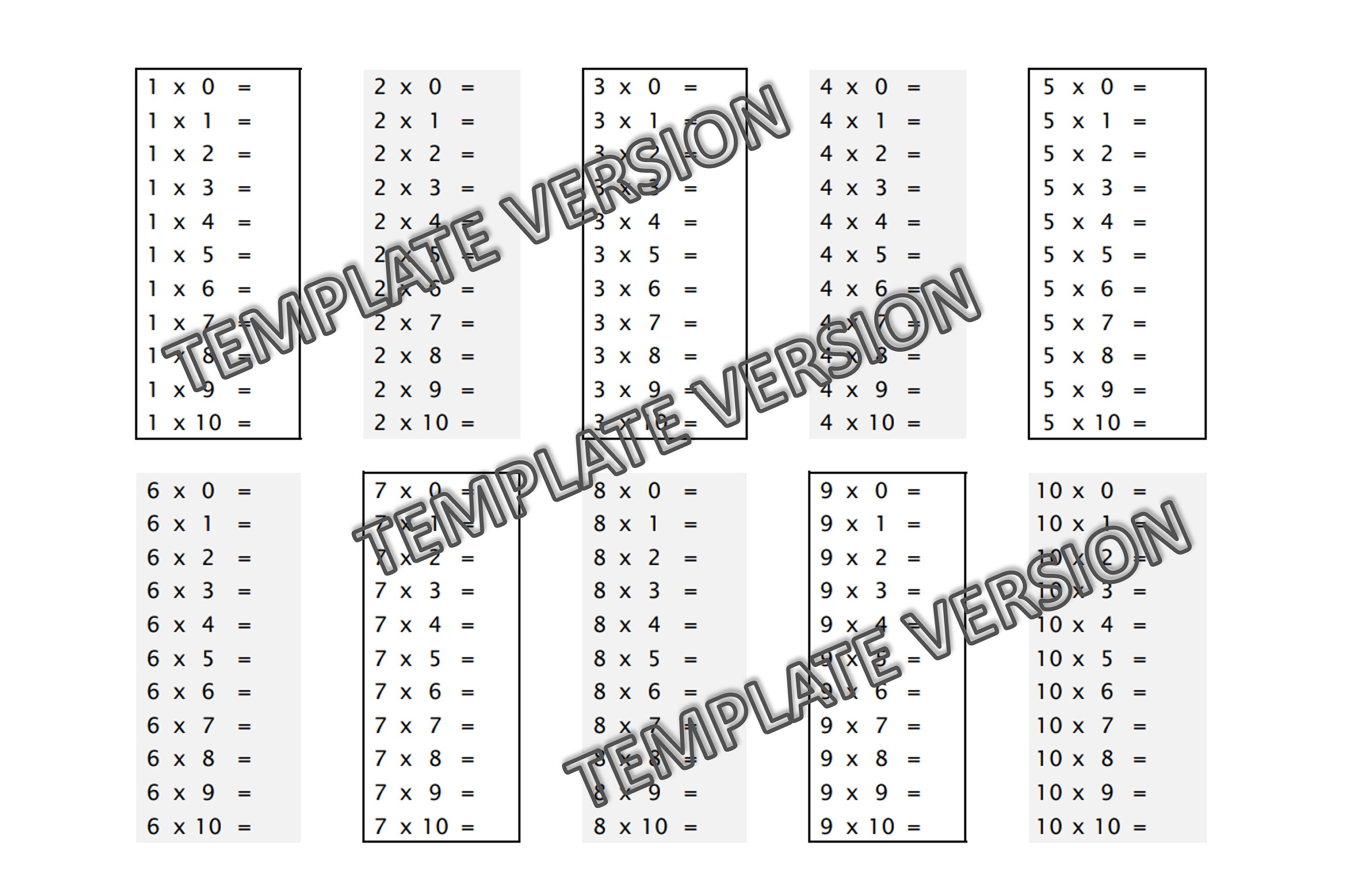 Multiplication Table Times Table 2024 Revised 3 Pages Completed ...