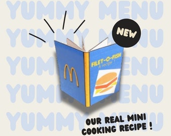 Réel livre de recette Filet-O-Fish McDonald's à l'échelle 1:6 Livre de recettes de cuisine pour mini cooking, cuisine miniature, tiny world