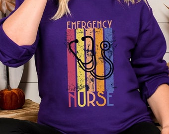 ER Nurse Sweatshirt: Grunge Style Emergency Room RN Gift - Cozy Crewneck Sweater