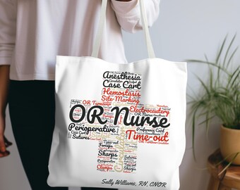 Personalized OR Nurse Tote Bag: Medical Word Art, RN Gift