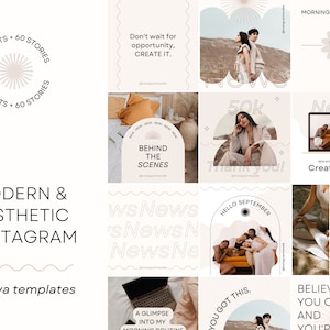 Instagram Coach Canva Templates, Modern minimalist posts & stories, Aesthetic feed, Wellness, Beauty, Content creator