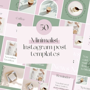 50 Minimalist Instagram Post Templates: Wellness & Beauty (Canva Editable)