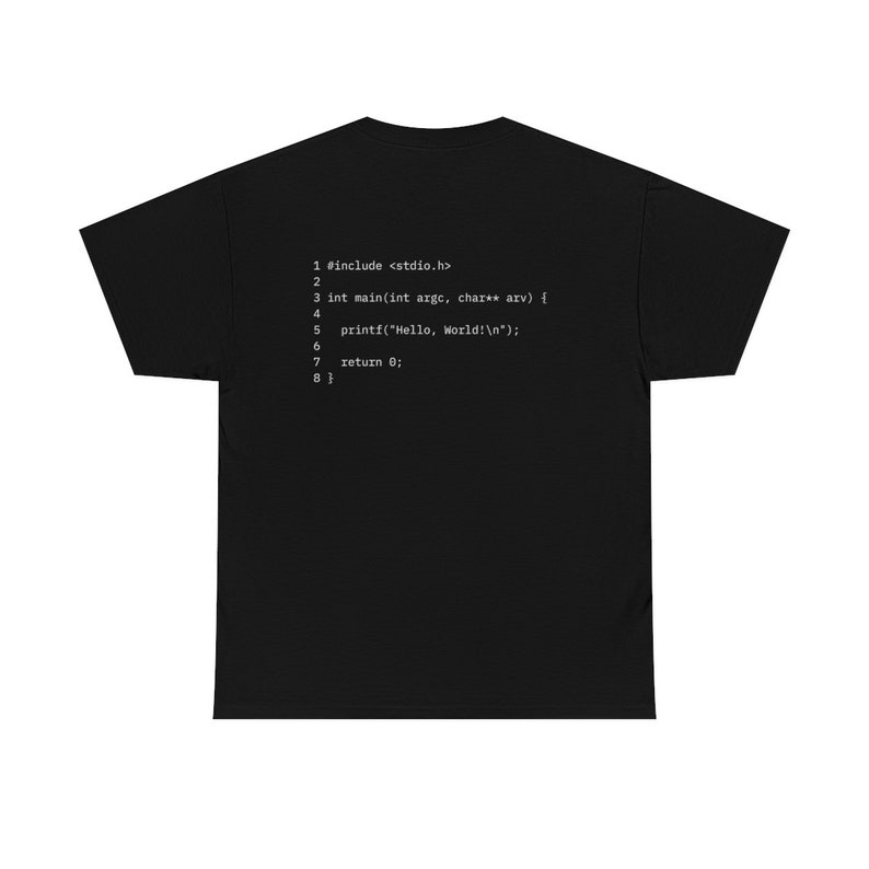 Programmer Unisex T-Shirt Hello, World C or C programming Developer Shirt image 1