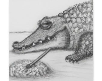 Alligator & Rice #3 | The Satiated | Pencil Style | Canvas Print