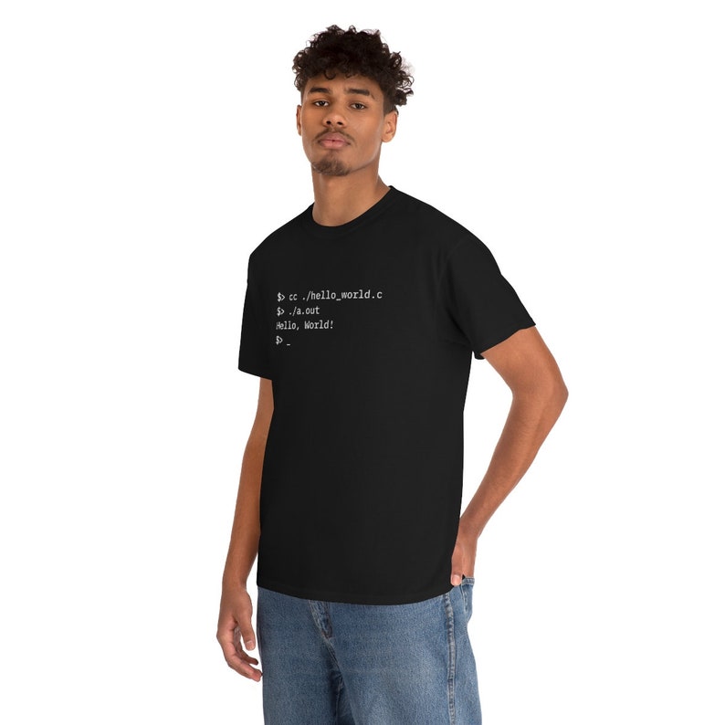 Programmer Unisex T-Shirt Hello, World C or C programming Developer Shirt image 5