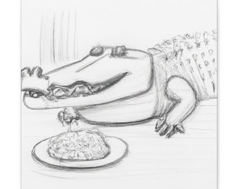 Alligator & Rice #2 | The Plentiful | Pencil Style | Canvas Print