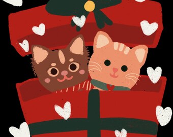 Adorable Christmas digital drawing in PNG format.