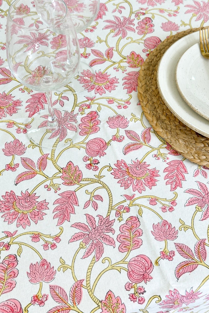 Pink Tablecloth Pattern Pink Floral Tablecloth for Dining Table, Kitchen Table, Wedding, Baby ...