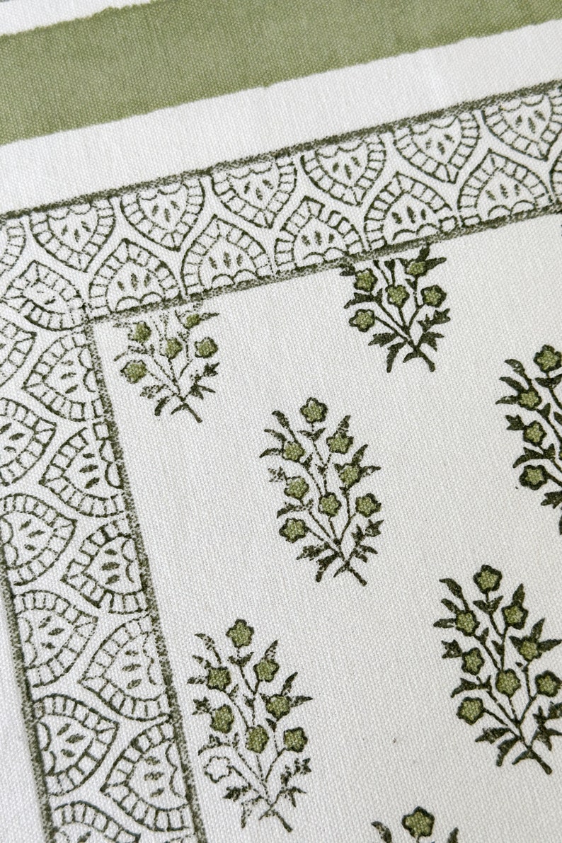 Sage Green Floral 100 Cotton Placemats for Dining Table Kitchen