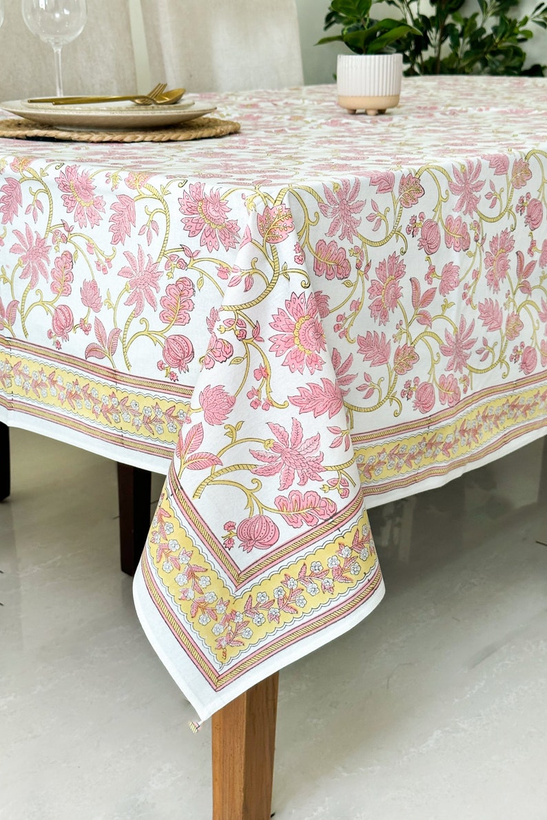 Pink Tablecloth Pattern Pink Floral Tablecloth for Dining Table, Kitchen Table, Wedding, Baby ...