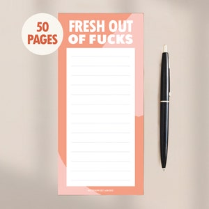 Newest Fresh Outta F**ks Pad and Pen,Snarky Novelty Fresh Outta F**ks Pen  Set