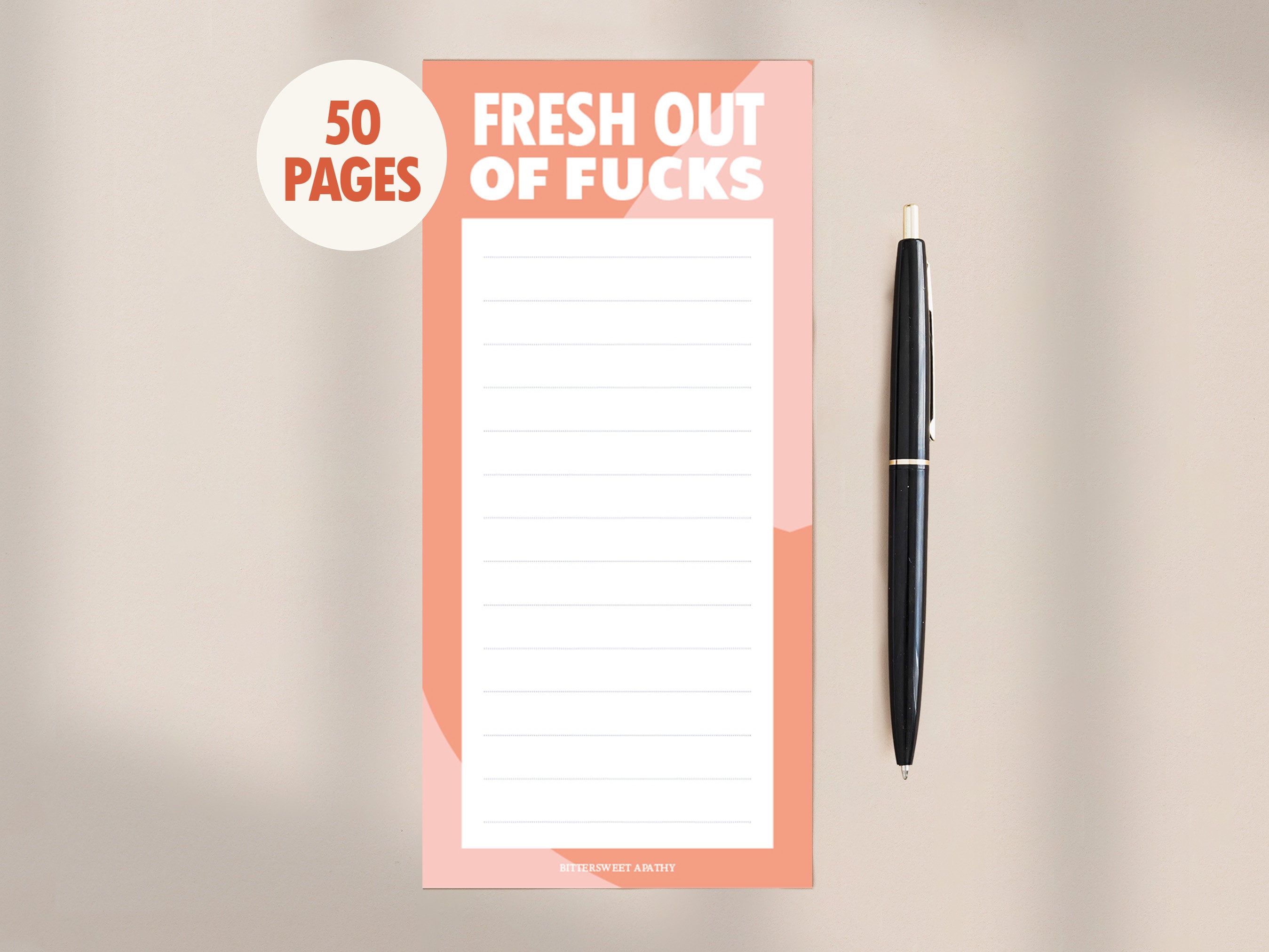 Fresh Outta Fucks Pad and Pen, Fresh Out of Fcks Pen Set, Black Post It  Notes, Snarky Novelty Office Supplies (Red)