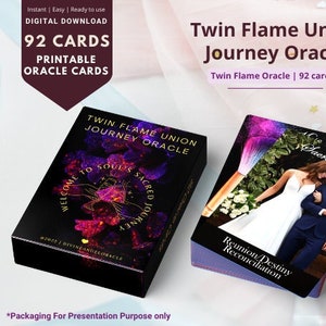 Deck imprimable d'Oracle Twin Flame avec mots-clés, cartes de tarot numériques amour pour lecture et messages, 92 cartes pour Twin Flame TÉLÉCHARGEMENT IMMÉDIAT