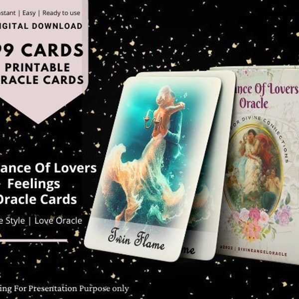 Printable Love Oracle Deck - Twin Flame Feelings Digital Oracle cards - Vintage Romance Cards - INSTANT DIGITAL DOWNLOAD