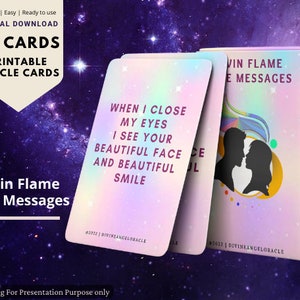 Druckbares Twin Flame Nachrichten Tarot Deck, DM TO DF Schlüsselwörter Deck, Soulmate & Crush Reading, Valentinstag Geschenk für Liebhaber, spirituelle Paare