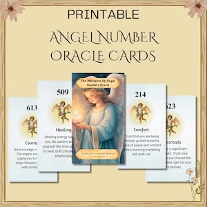 Printable Angel Number Oracle Cards , 40-Card Set Spiritual Guide ,Connection with Angels, Numerology Divination Tool, Manifestation Cards