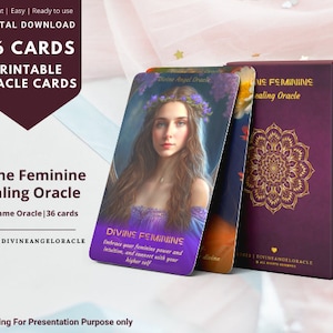 Divine Feminine Healing Orakel Deck, druckbare feminine Weisheitskarten, digitale göttliche Karten für spirituelle Inspiration und Anleitung, Geschenk für sie