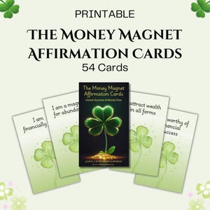 Printable Money Magnet Affirmation Cards, Wealth & Abundance Manifestation Deck, Law of Attraction, Finance Cards, Instant Download A4 Size