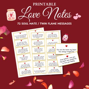 Afdrukbare liefdesbriefjes, romantische minikaarten, soulmate en tweelingzielaffirmaties voor koppels, dagboek spirituele verbinding, cadeaus voor koppels