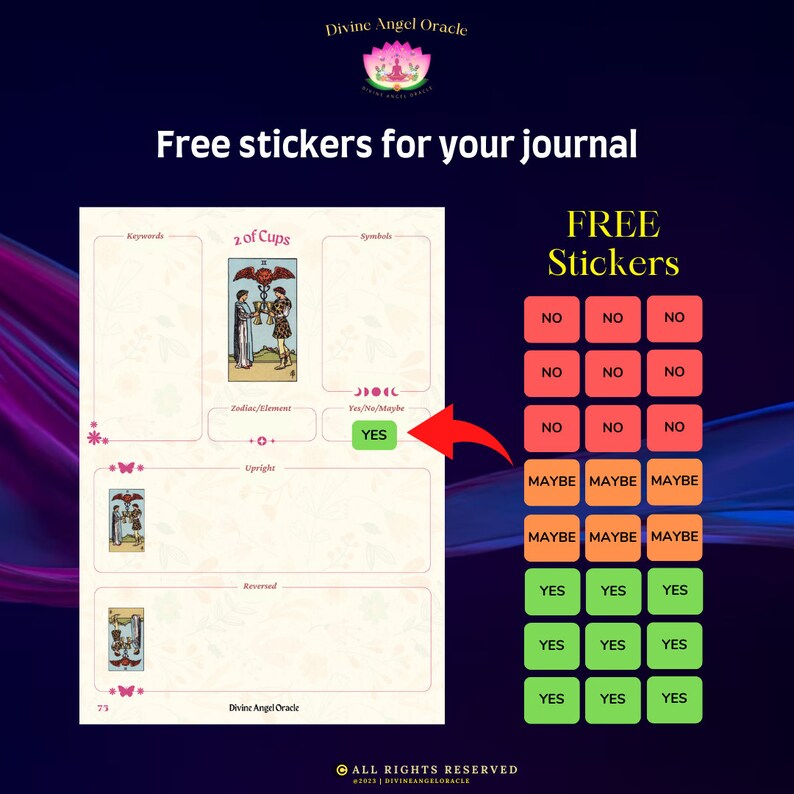 Printable Tarot Cards Stickers for Tarot Spreads or Journal Instant ...