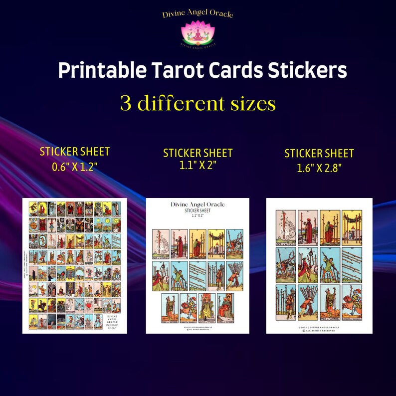 Printable Tarot Cards Stickers for Tarot Spreads or Journal Instant