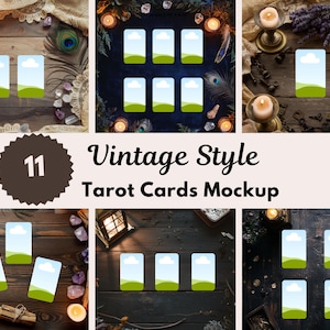 Editable Tarot Card Mockup Template, Printable Vintage Style Canva, Custom Witchcraft Deck, Halloween Tarot Deck, Commercial Use Included