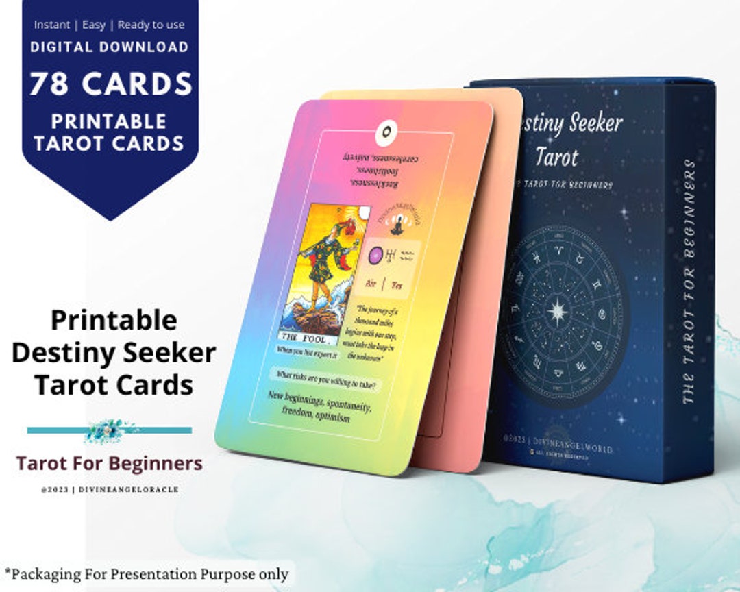 Printable Beginner Tarot Cards With Keywords Digital Tarot Etsy