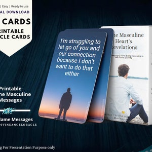 Oráculo de Mensajes Imprimibles, Mensajes del Divino Masculino o Alma Gemela, 60 Mensajes Secretos Ocultos de Llamas Gemelas, DESCARGA DIGITAL DE TAROT