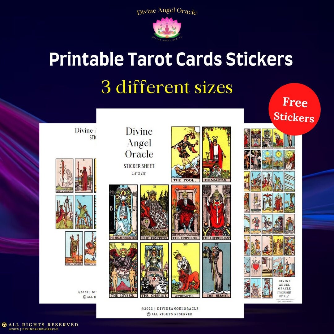 Printable Tarot Cards Stickers for Tarot Spreads or Journal Instant