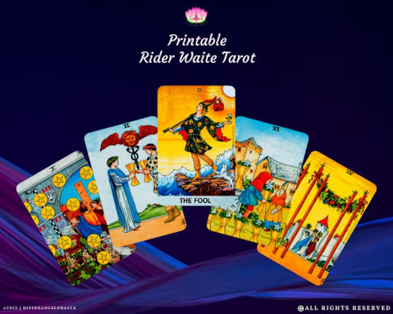 Printable Rider Waite Tarot Cards Digital Tarot Deck, Psychic Readings