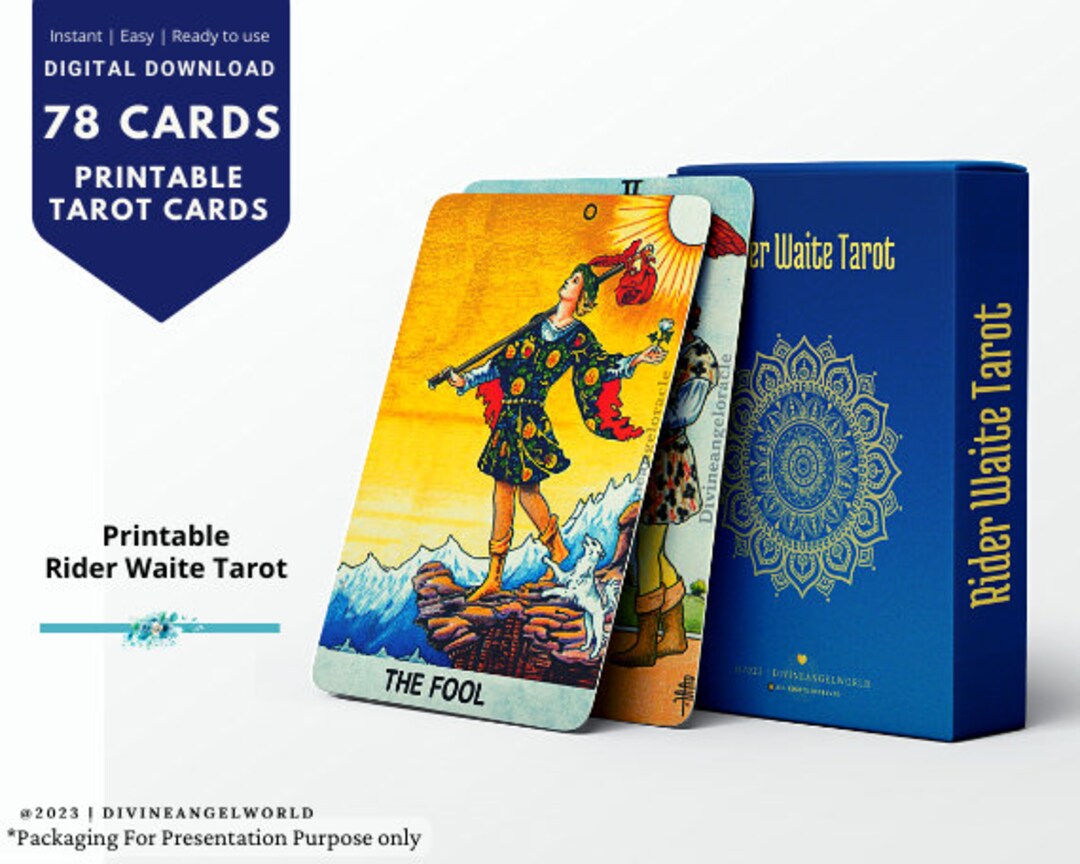 Printable Rider Waite Tarot Cards Digital Tarot Deck, Psychic Readings