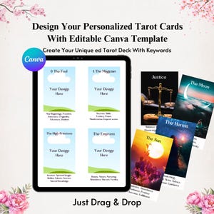 Editable Tarot Card Canva Template,DIY Card Deck, DIY Rider Waite Smith Deck, Custom Major & Minor Arcana, Full 78-Card Set,Instant Download