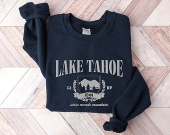 Lake Tahoe Crest Sweatshirt, Vintage Embroidered Crewneck, Retro California Sweatshirt, Aesthetic Destination Pullover, 90s Graphic Shirt