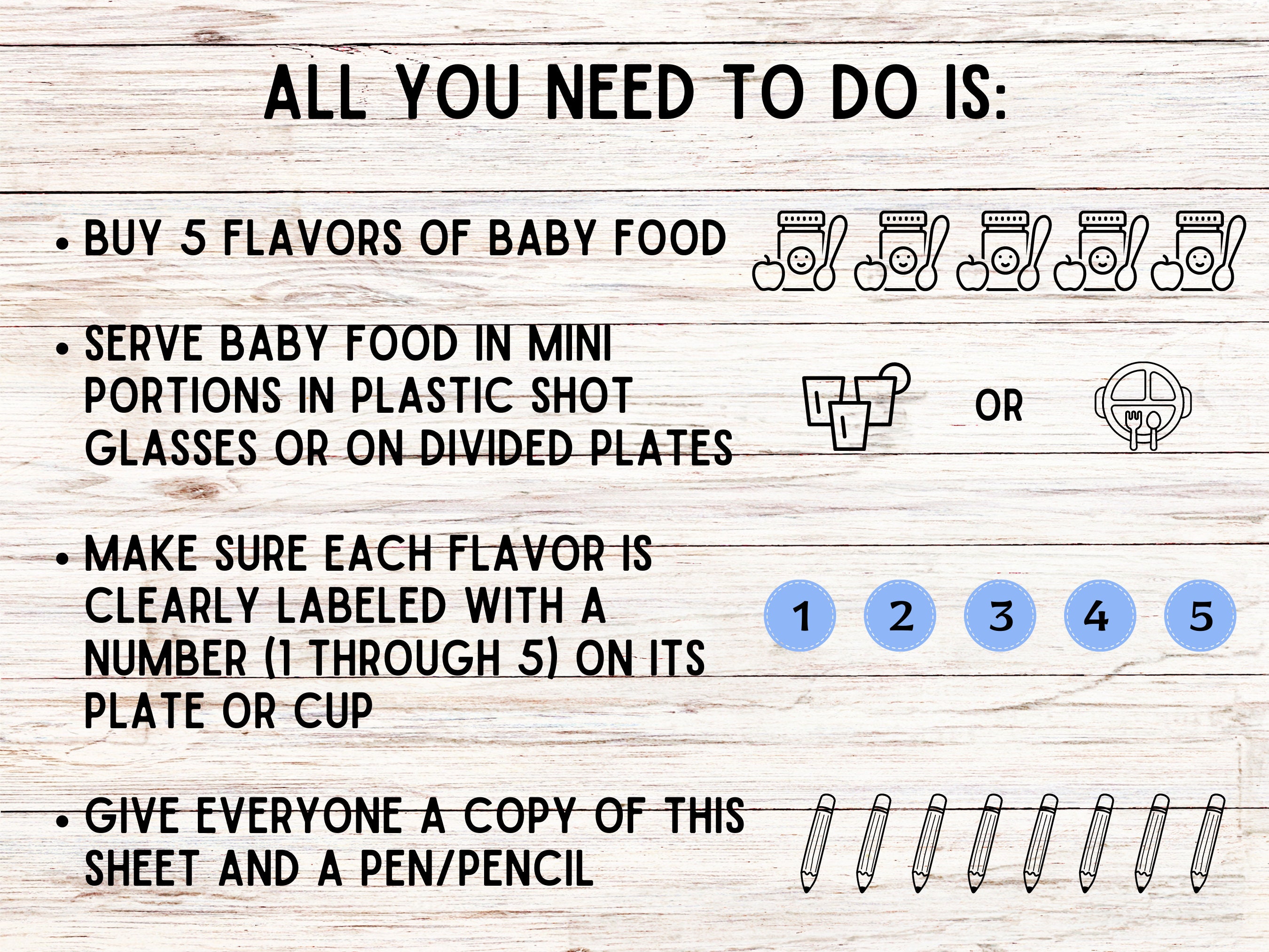 Funny Baby Shower Game, Baby Food Tasting Contest, Printable and ...